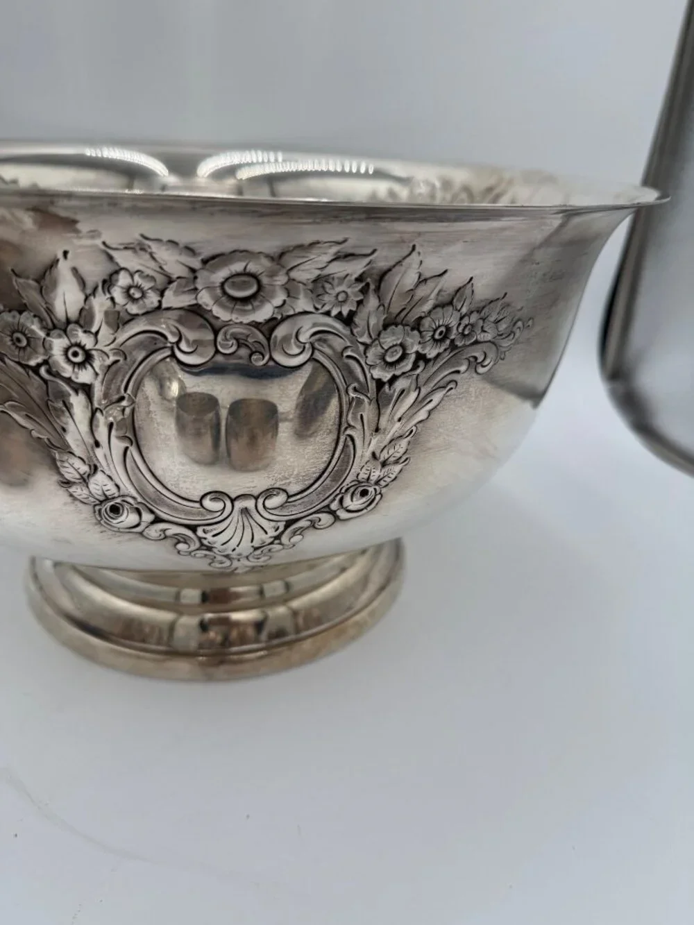 Antique Silver Plated Punch Bowl Set Matching Cups Ladle Vintage  Leonard Sheffi